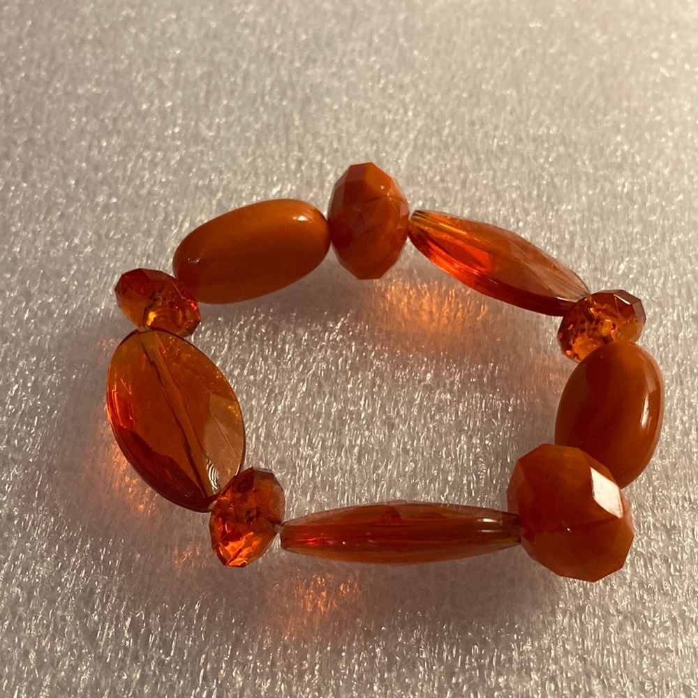 Stretch Orange Bracelet Plastic Multi-Shaped Beads